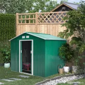 Casuta Pentru Unelte de Gradina Outsunny, Lamiera si Fier Verde 277x191x192cm | Aosom Romania 