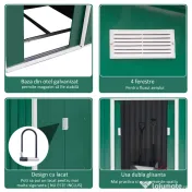 Casuta Pentru Unelte de Gradina Outsunny, Lamiera si Fier Verde 277x191x192cm | Aosom Romania 