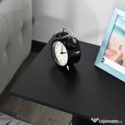 HOMCOM Masă Laterală Mobilă în Formă de C cu 2 Rafturi și 4 Roți Pivotante PAL Negru 45x35x58cm | Aosom Romania