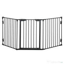 PawHut Poartă Metalică de Siguranță, Barieră pentru Câini cu Sistem de Autoînchidere, Reglabilă și Pliabilă, 180x3x74.5 cm, Negru | Aosom Romania