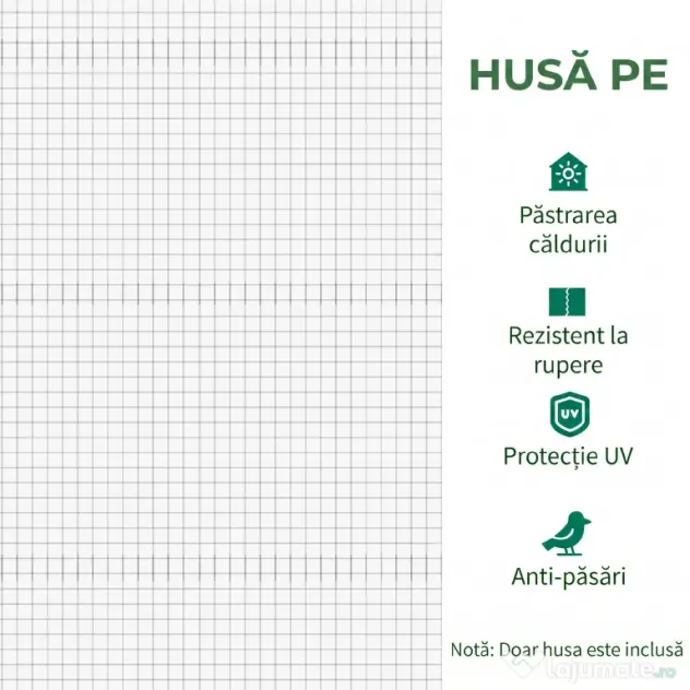 Outsunny Folie pentru Seră cu 12 Ferestre, Ușă Rulabilă și Margini Îngropate, 3x2x2 m, Alb | Aosom Romania