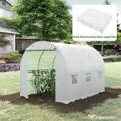 Outsunny Folie Sere din PE cu 6 Ferestre, Ușă Rulantă și Margini Îngropate, 3x2x2 m, Alb 