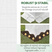 Outsunny Folie Sere din PE cu 6 Ferestre, Ușă Rulantă și Margini Îngropate, 3x2x2 m, Alb 