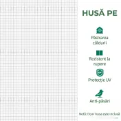Outsunny Folie Sere din PE cu 6 Ferestre, Ușă Rulantă și Margini Îngropate, 3x2x2 m, Alb 