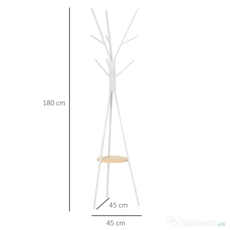 HOMCOM cuier vertical, design modern, 45x45x180cm, alb | Aosom Romania