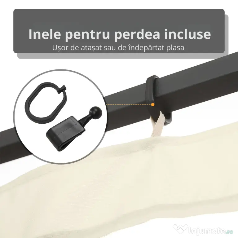 Outsunny Plasă Anti-Țânțari pentru Foișor, Perdele Universale cu Balamale, 352x207cm, Negru și Bej | Aosom Romania