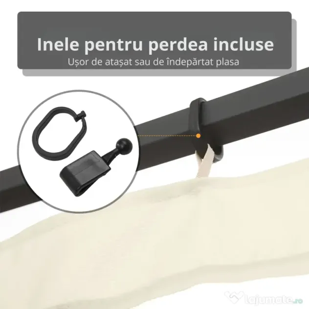 Outsunny Plasă Anti-Țânțari pentru Foișor, Perdele Universale cu Balamale, 352x207cm, Negru și Bej | Aosom Romania