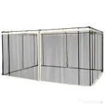 Outsunny Plasa tantari Foisor 352×207 cm – Fermoar, Negru & Bej
