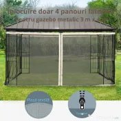 Outsunny Plasa tantari Foisor 352×207 cm – Fermoar, Negru & Bej 