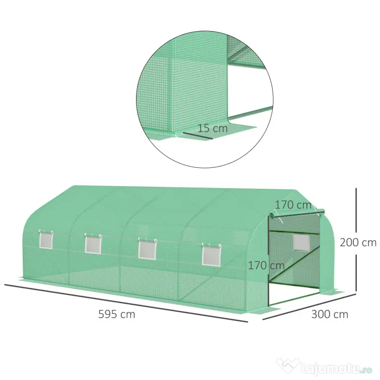 Outsunny Sera Gradina Verde Pentru Legume 6x3x2 | Aosom Romania