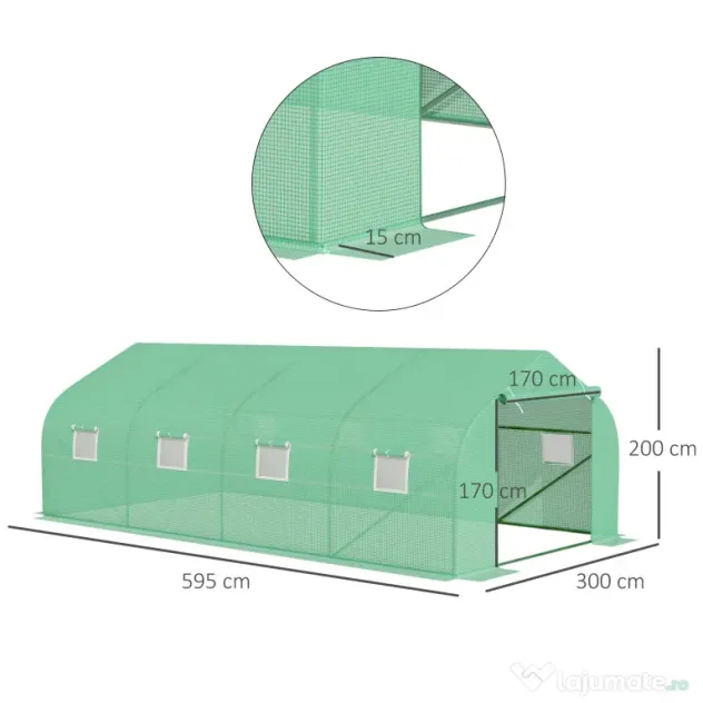 Outsunny Sera Gradina Verde Pentru Legume 6x3x2 | Aosom Romania