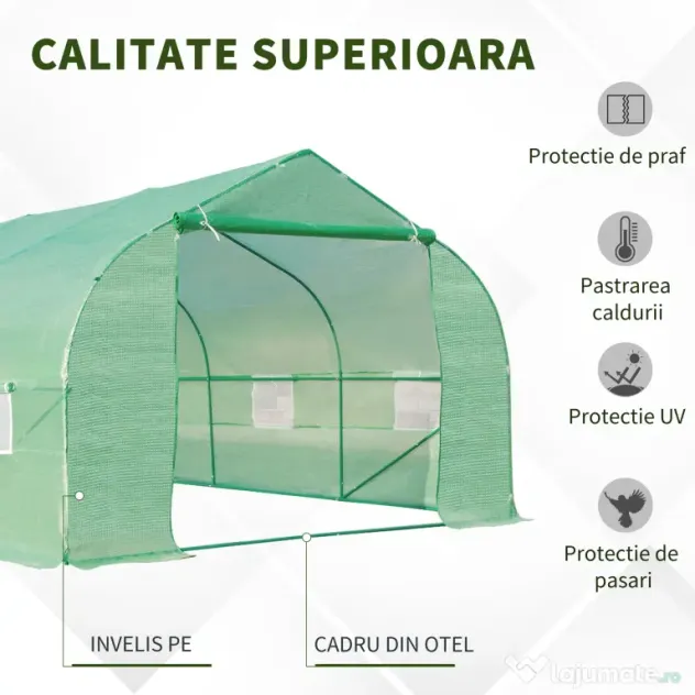 Outsunny Sera Gradina Verde Pentru Legume 6x3x2 | Aosom Romania