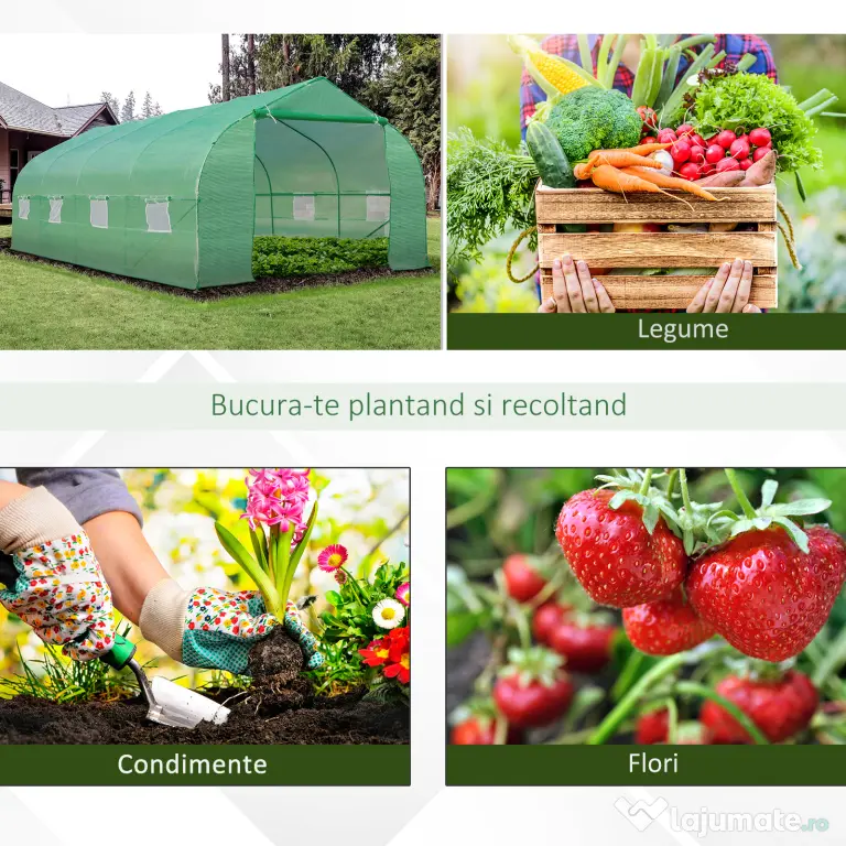 Outsunny Sera Gradina Verde Pentru Legume 6x3x2 | Aosom Romania