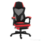 Vinsetto Scaun de Birou Ergonomic și Reclinabil cu Suport pentru Picioare Negru și Roșu | Aosom Romania 