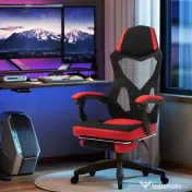 Vinsetto Scaun de Birou Ergonomic și Reclinabil cu Suport pentru Picioare Negru și Roșu | Aosom Romania 