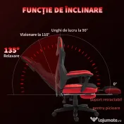 Vinsetto Scaun de Birou Ergonomic și Reclinabil cu Suport pentru Picioare Negru și Roșu | Aosom Romania 