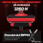 Vinsetto Scaun de Birou Ergonomic și Reclinabil cu Suport pentru Picioare Negru și Roșu | Aosom Romania 