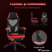 Vinsetto Scaun de Birou Ergonomic și Reclinabil cu Suport pentru Picioare Negru și Roșu | Aosom Romania 