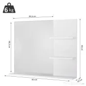kleankin Dulap Oglindă Baie cu 3 Rafturi Spațiu Depozitare MDF Alb 60x10x48cm | Aosom Romania