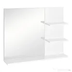 kleankin Mobilier Dulap Baie cu Oglinda si 3 Rafturi in MDF Alb 60 x 10 x 48cm