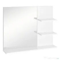 kleankin Mobilier Dulap Baie cu Oglinda si 3 Rafturi in MDF Alb 60 x 10 x 48cm