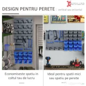 DURHAND 44 de piese, montat pe perete, set de suport pentru unelte, cu cosuri de depozitare de diferite dimensiuni, panou de perete si carlige, albastru 
