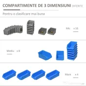 DURHAND 44 de piese, montat pe perete, set de suport pentru unelte, cu cosuri de depozitare de diferite dimensiuni, panou de perete si carlige, albastru 