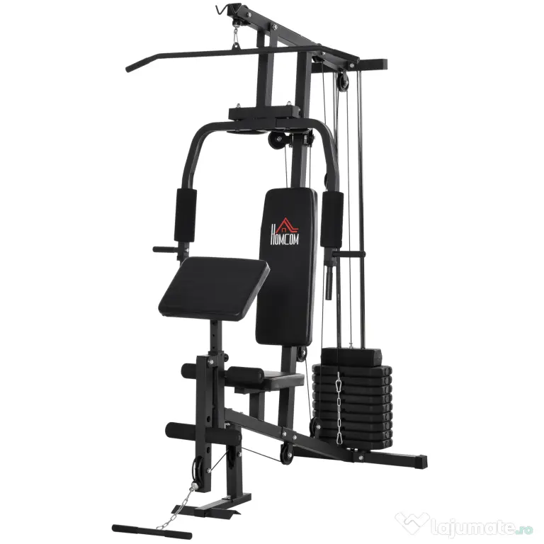 HOMCOM statie fitness pentru antrenament acasa, negru | Aosom Romania