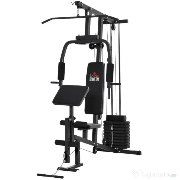 HOMCOM statie fitness pentru antrenament acasa, negru | Aosom Romania