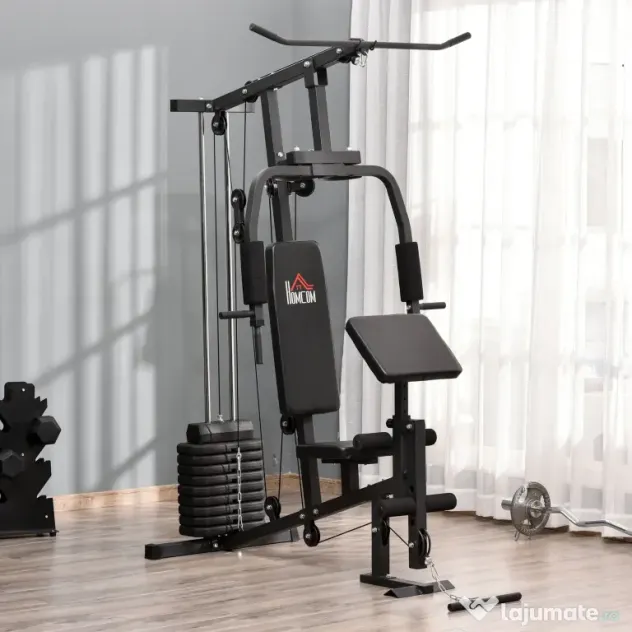 HOMCOM statie fitness pentru antrenament acasa, negru | Aosom Romania