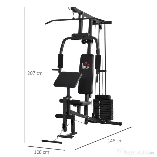 HOMCOM statie fitness pentru antrenament acasa, negru | Aosom Romania