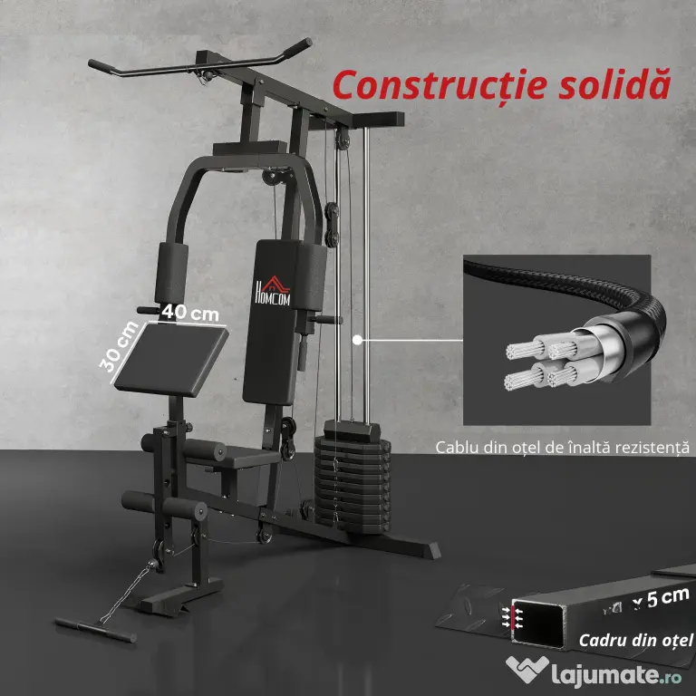 HOMCOM statie fitness pentru antrenament acasa, negru | Aosom Romania