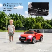 HOMCOM Mașină Electrică AUDI TT pentru Copii, Mașină Electrică cu Telecomandă, USB, Uși cu Deschidere și Faruri LED, 102x60x44 cm, Roșu 