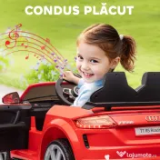 HOMCOM Mașină Electrică AUDI TT pentru Copii, Mașină Electrică cu Telecomandă, USB, Uși cu Deschidere și Faruri LED, 102x60x44 cm, Roșu 