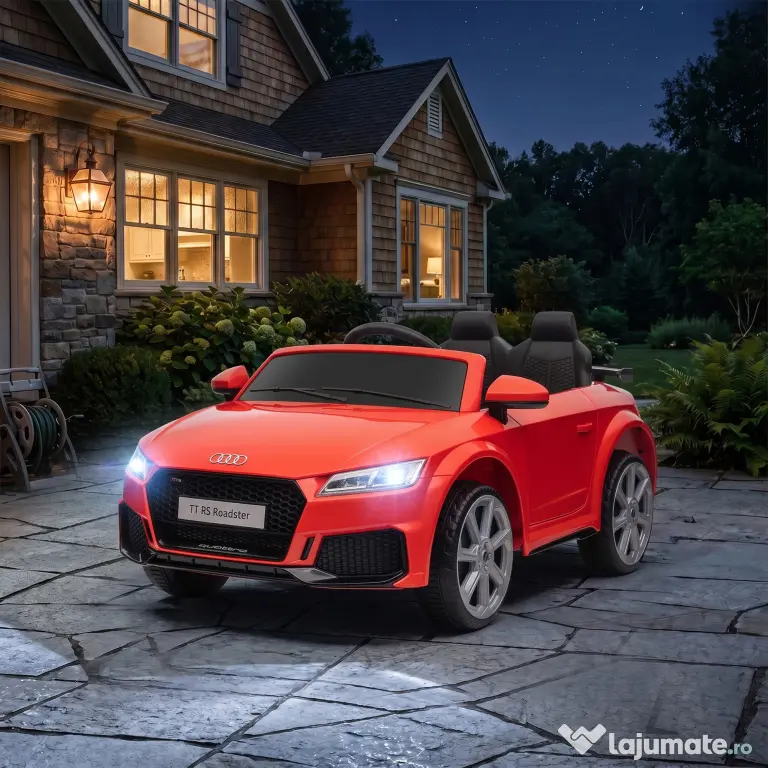 HOMCOM Mașină Electrică AUDI TT pentru Copii, Mașină Electrică cu Telecomandă, USB, Uși cu Deschidere și Faruri LED, 102x60x44 cm, Roșu