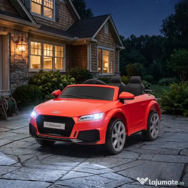 HOMCOM Mașină Electrică AUDI TT pentru Copii, Mașină Electrică cu Telecomandă, USB, Uși cu Deschidere și Faruri LED, 102x60x44 cm, Roșu