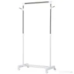 HOMCOM Appendiabiti Stender ad Altezza Regolabile con 4 Rotelle Bianco Argento