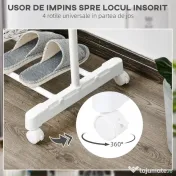 HOMCOM Suport de Haine din Oțel Inoxidabil, Reglabil pe Înălțime cu Bază de Depozitare și 4 Roți, 68,5x42x87-145 cm, Alb și Argintiu | Aosom Romania 