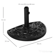 Outsunny Bază pentru Umbrelă de Soare, Bază Semiluna, 50x32x32cm, Beton, Negru | Aosom Romania 