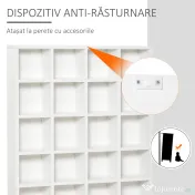 HOMCOM Bibliotecă din Lemn cu 24 Compartimente, Raft Organizator Cărți, CD-uri și Decorative, Alb, 130.5x89x20 cm 