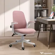 Vinsetto Scaun de Birou Balansoar cu Înălțime Reglabilă din Țesătură Efect Catifea, 62,5x60x94-104 cm, Roz | Aosom Romania