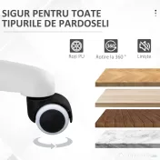 Vinsetto Scaun de Birou Balansoar cu Înălțime Reglabilă din Țesătură Efect Catifea, 62,5x60x94-104 cm, Roz | Aosom Romania