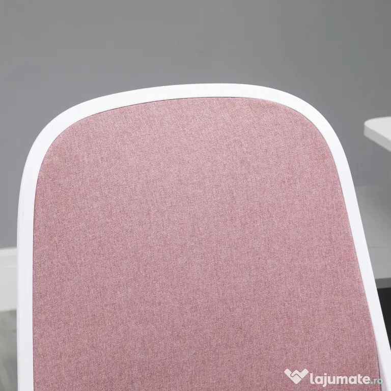 Vinsetto Scaun de Birou Balansoar cu Înălțime Reglabilă din Țesătură Efect Catifea, 62,5x60x94-104 cm, Roz | Aosom Romania