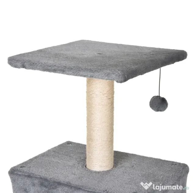 Turn de Activități PawHut pentru Pisici, cu Scara și Jucării, Locuri de Zgâriat și Relaxare, Gri | Aosom Romania