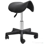 HOMCOM Scaun Rotativ cu Roți, Scaun pentru Coafor și Estetician cu Înălțime Ajustabilă, Tapițat cu Piele Ecologică, 35x38x43-55 cm, Negru