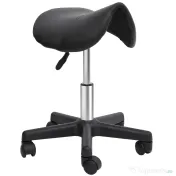 HOMCOM Scaun Rotativ cu Roți, Scaun pentru Coafor și Estetician cu Înălțime Ajustabilă, Tapițat cu Piele Ecologică, 35x38x43-55 cm, Negru