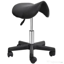 HOMCOM Scaun Rotativ cu Roți, Scaun pentru Coafor și Estetician cu Înălțime Ajustabilă, Tapițat cu Piele Ecologică, 35x38x43-55 cm, Negru