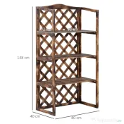 Suport Ghivece Flori Outsunny cu 3 Etajere, Lemn de Brad, 80x40x150cm| Aosom RO | Aosom Romania 