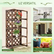Suport Ghivece Flori Outsunny cu 3 Etajere, Lemn de Brad, 80x40x150cm| Aosom RO | Aosom Romania 