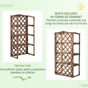 Suport Ghivece Flori Outsunny cu 3 Etajere, Lemn de Brad, 80x40x150cm| Aosom RO | Aosom Romania 